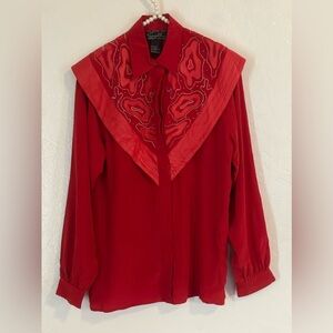Suzelle 100% Silk And Leather Blouse Size 4